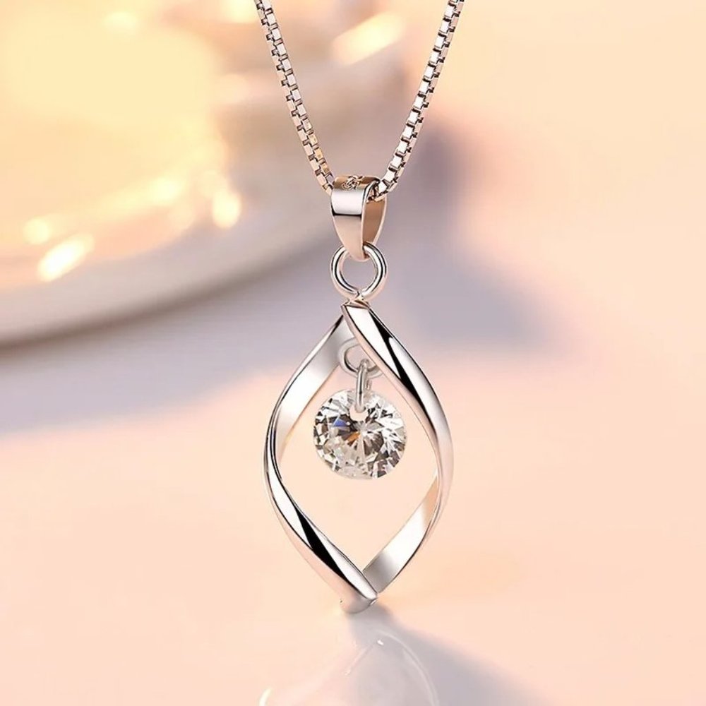 ❤️ Earrings And Necklace Tear Drop Woman 925 Sterling Silver Pendant Set Day - Picture 5 of 9